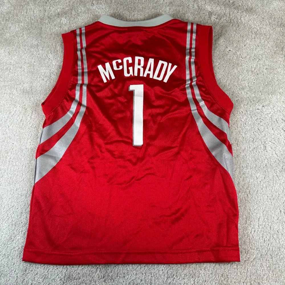 Reebok Basketball Jersey Kids Medium 10-12 Red Houston Rockets McGrady 1 NBA